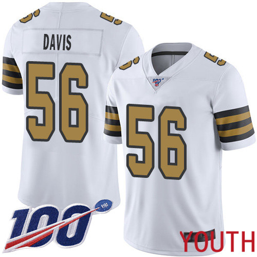 New Orleans Saints Limited White Youth DeMario Davis Jersey NFL Football #56 100th Season Rush Vapor Untouchable Jersey